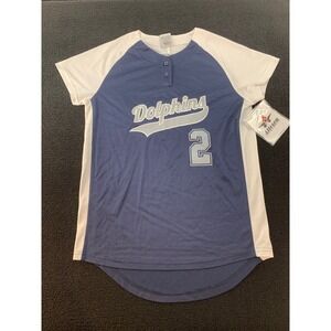 Alleson Athletic Dolphins Number 2 Softball Jersey Women's‎ M Navy White